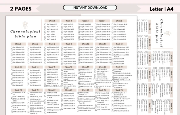Bible Reading Plan Bible Reading Goals New Testament 365 Days Bible Reading Chronological Bible Tracker Printable Bible In A Year Etsy