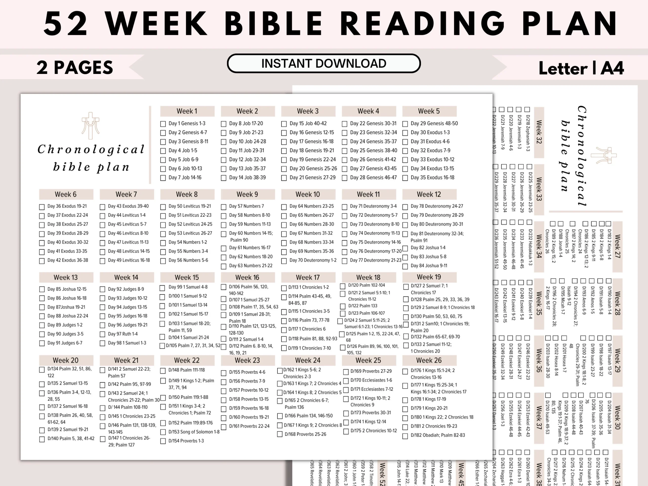 Bible Reading Plan Bible Reading Goals New Testament 365 Days Bible Reading Chronological Bible Tracker Printable Bible In A Year Etsy