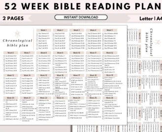 Bible Reading Plan Bible Reading Goals New Testament 365 Days Bible Reading Chronological Bible Tracker Printable Bible In A Year Etsy