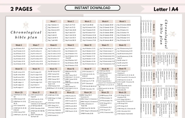 Bible Reading Plan Bible Reading Goals New Testament 365 Days Bible Reading Chronological Bible Tracker Printable Bible In A Year Etsy