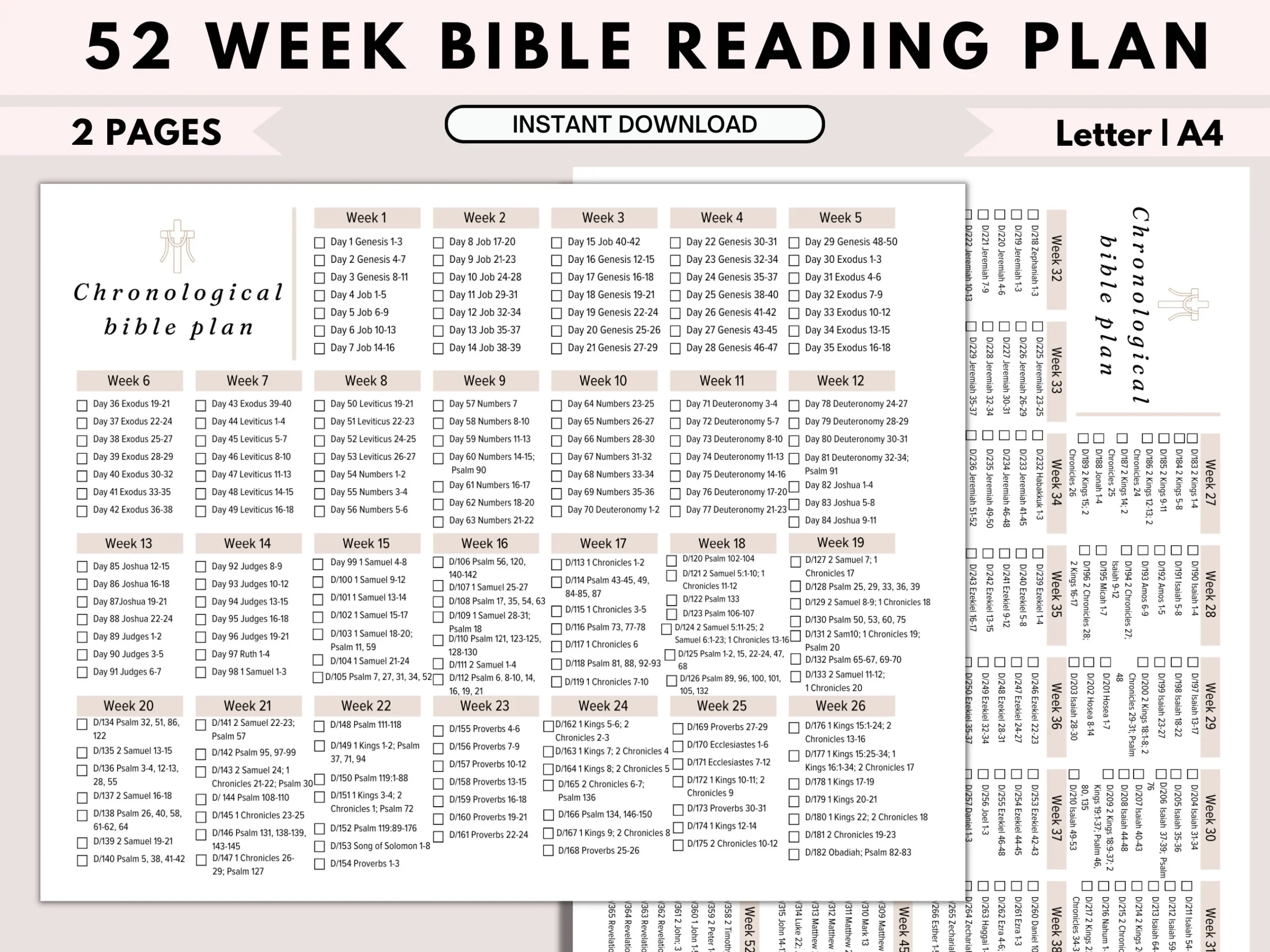 Bible Reading Plan Bible Reading Goals New Testament 365 Days Bible Reading Chronological Bible Tracker Printable Bible In A Year Etsy