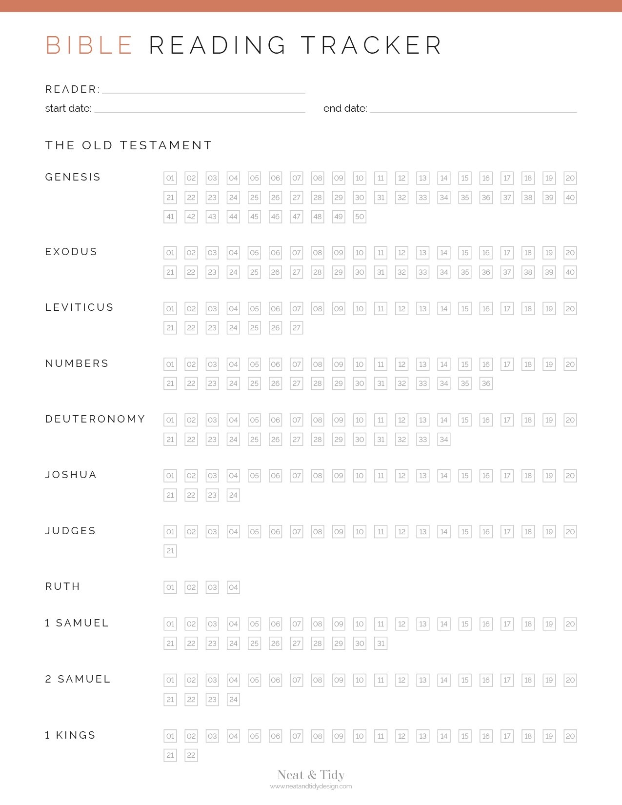 Bible Reading Tracker Neat And Tidy Design