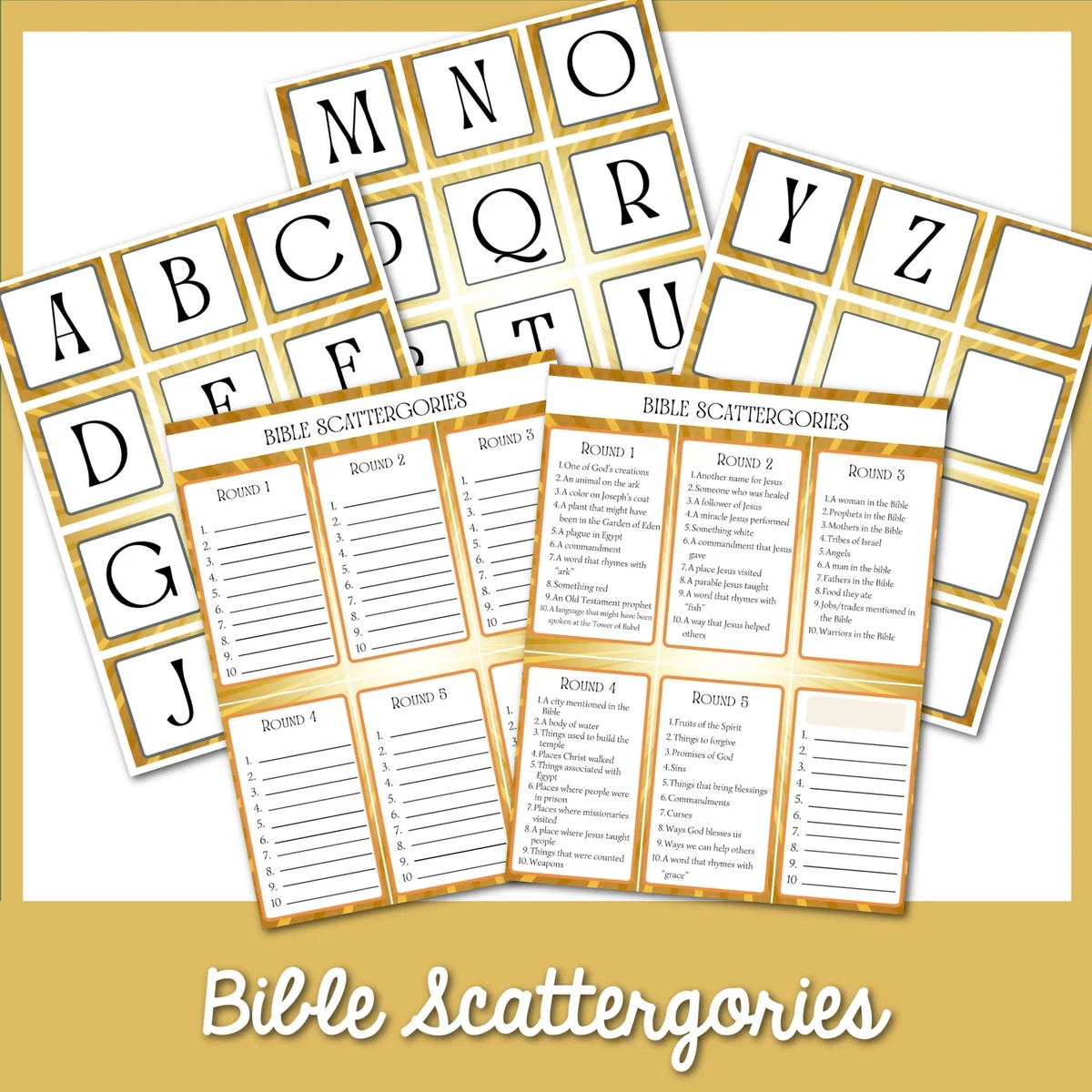 Bible Scattergories Printable