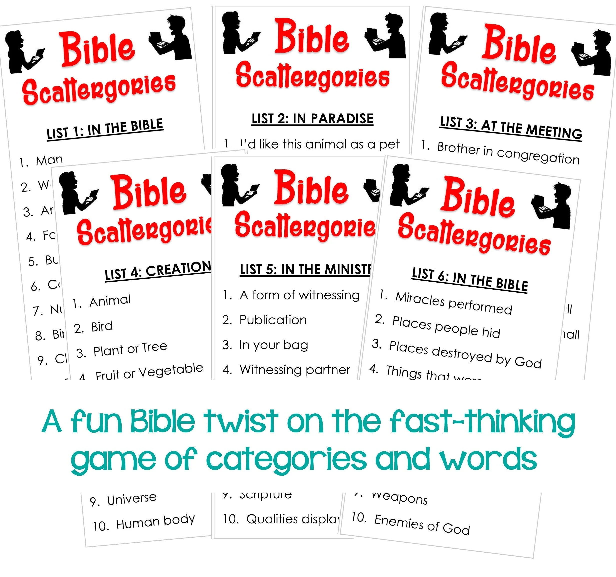 Bible Scattergories Printable Game Christian Family Activity digital Download Etsy