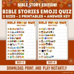 Bible Stories Emoji Quiz Church Activity Game PDF Etsy