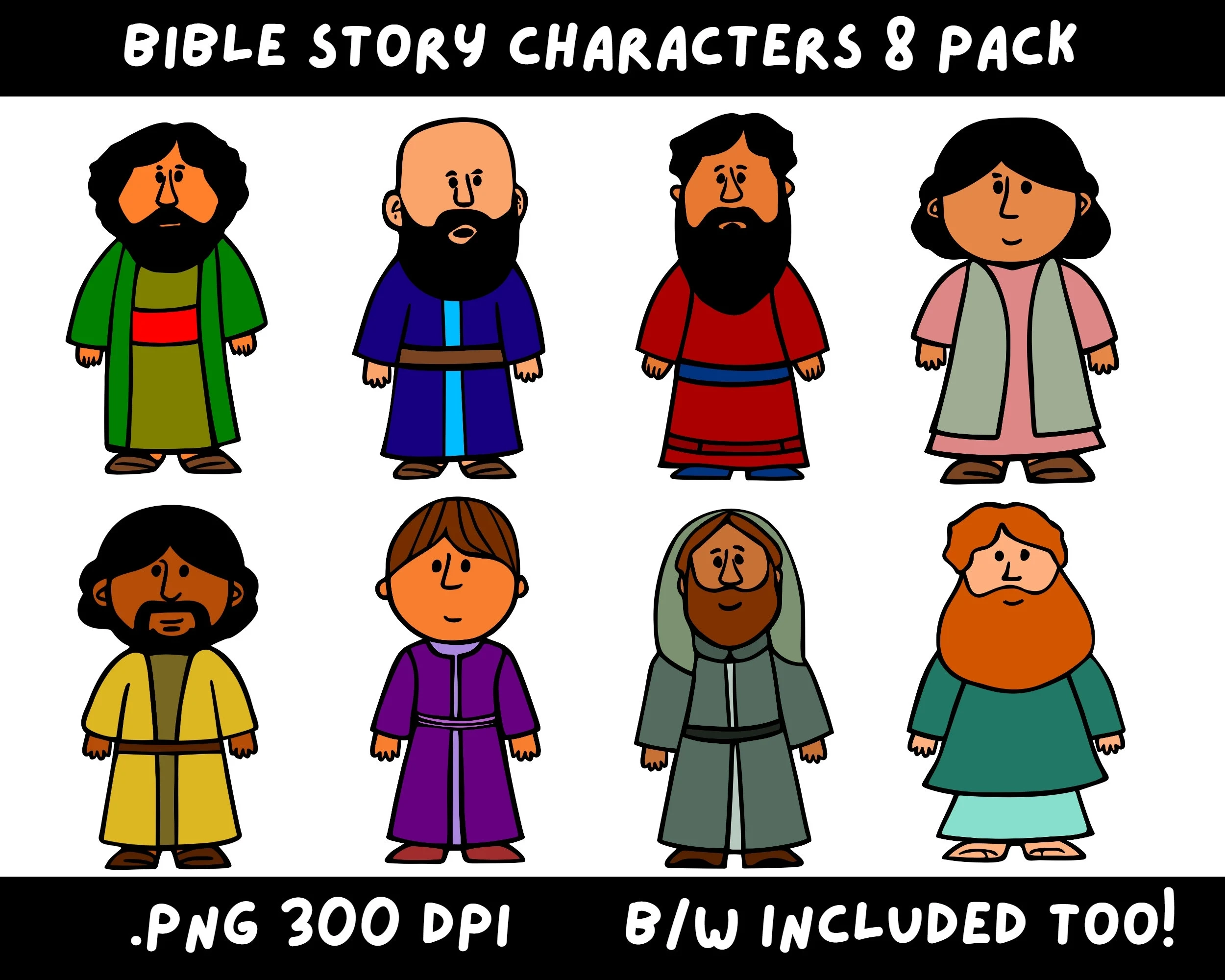 Bible Story Characters PNG Clip Art Pack For Sunday School And VBS Crafts And Activities For Kids Etsy Finland