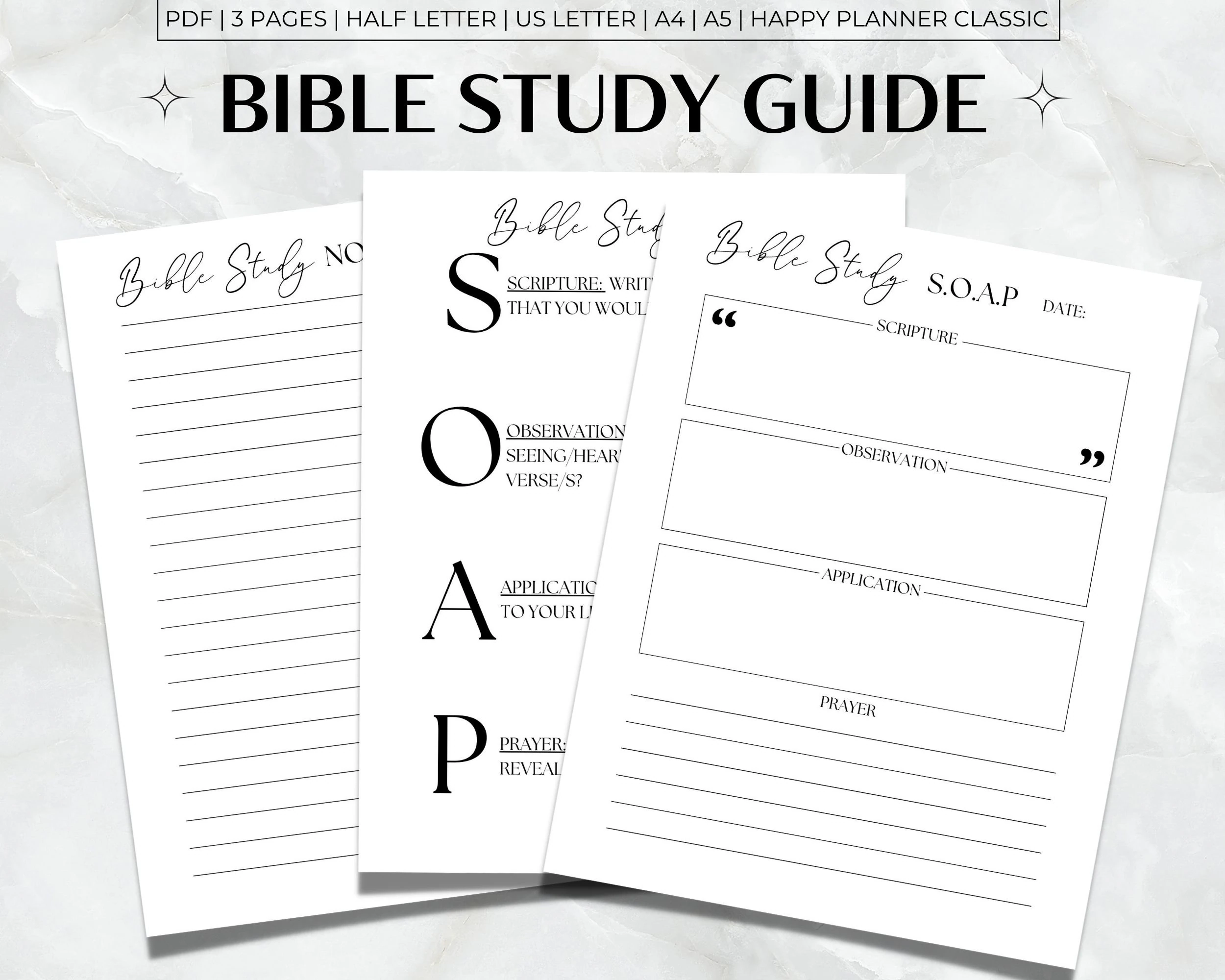 Bible Study Guide Printable SOAP Bible Study Template Minimalist Bible Study PDF SOAP Bible Study Guide Etsy