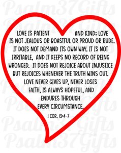 Bible Verse 1st Corinthians 13 4 7 Love Is Patient Love Is Kind Love Never Ends SVG File For Cricut Silhouette Heart Etsy