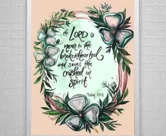 Bible Verse Art Psalm 34 18 SYMPATHY GRIEF Etsy