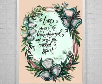 Bible Verse Art Psalm 34 18 SYMPATHY GRIEF Etsy