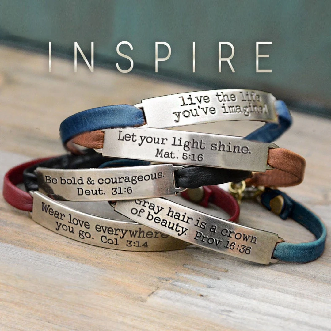 Bible Verse Bracelet Inspirational Leather Jewelry Religious Gift Etsy