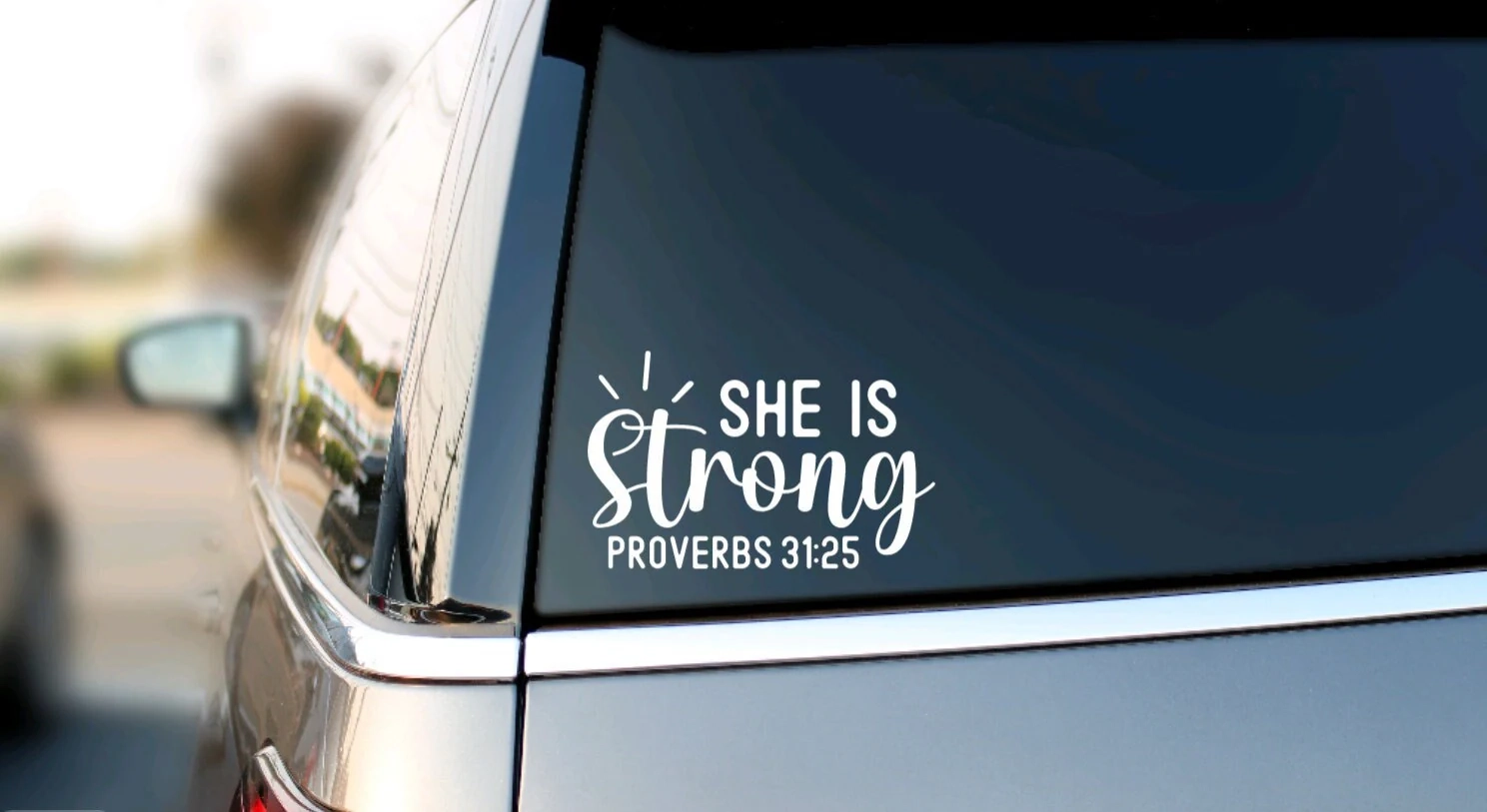 Bible Verse Car Decal She Is Strong Proverbs Religious Gift For Women Bible Verse Vinyl Sticker Bible Decals Christian Decals For Cars Etsy