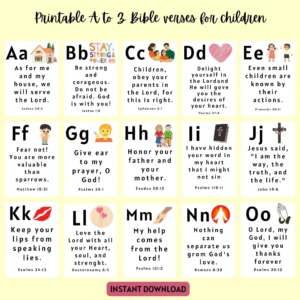 Bible Verse Cards For Children A To Z Bible Kids Room Printable Bible Scripture Cards Bible Quotes For Nursery Alphabet Cards Bible Etsy