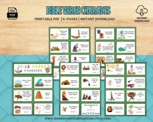 Bible Verse Charades For Kids Bible Pictionary Bible Activities For Kids Church Activity Ice Breaker Sunday School Game Kids Bible Game Etsy