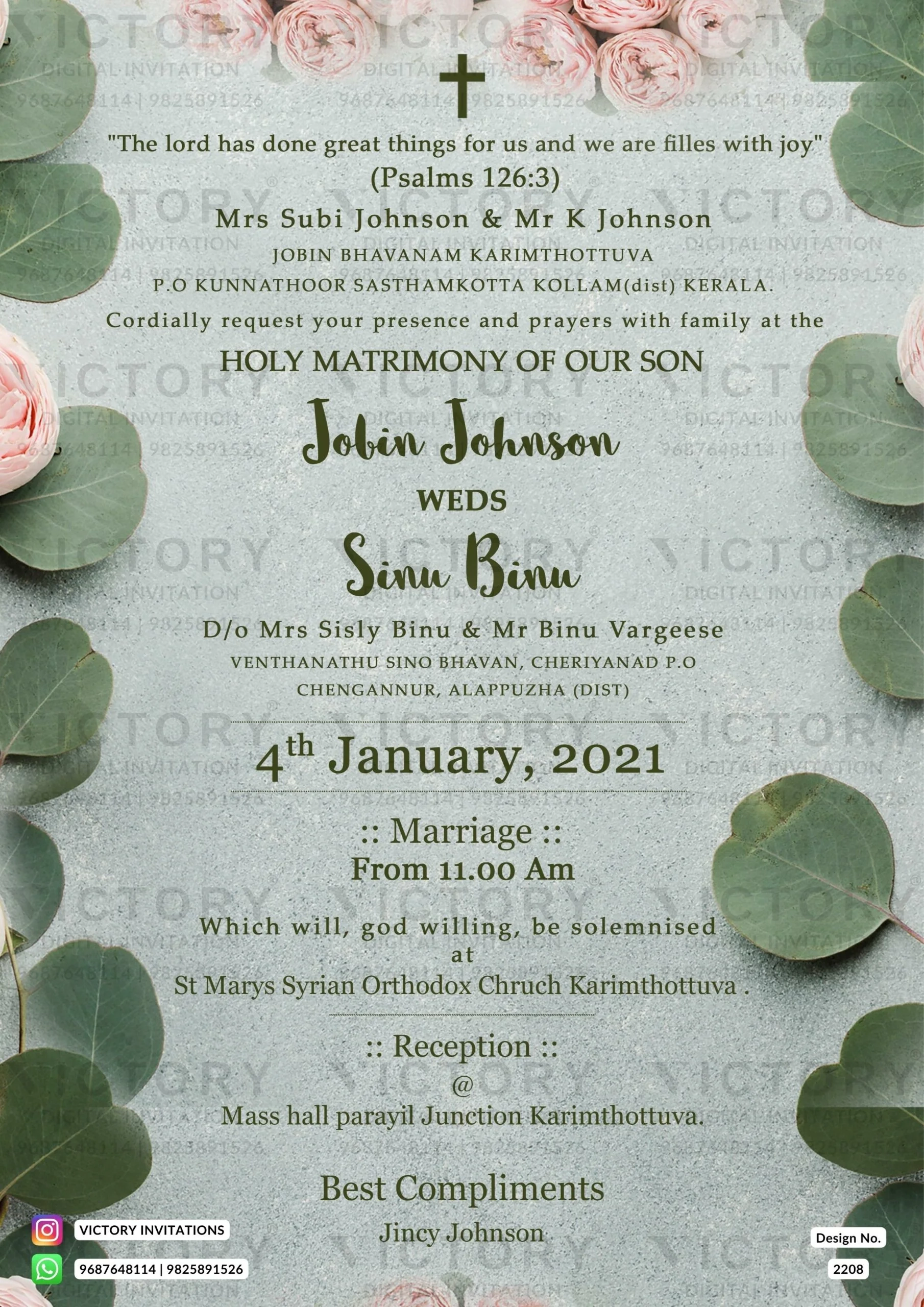 Bible Verse Christian Wedding Ceremony Invitation Card Of Catholic Chu Victory Invitations