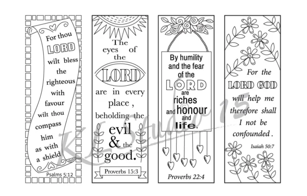 Bible Verse Coloring Bookmarks 5 Printable Scripture Set Instant Download Etsy