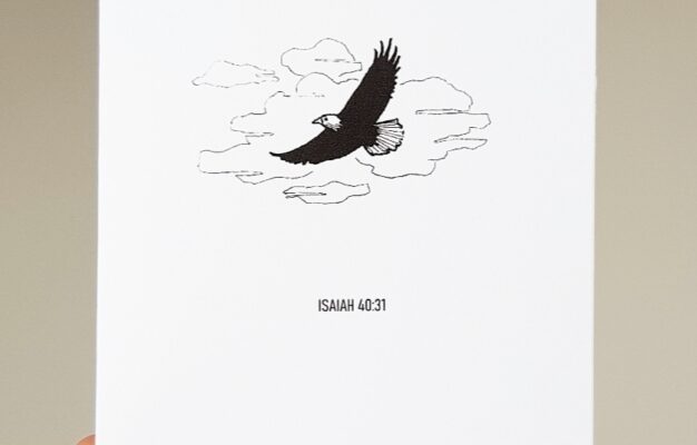 Bible Verse Greetings Card Isaiah 40 31 Scripture Illustrated Eagle