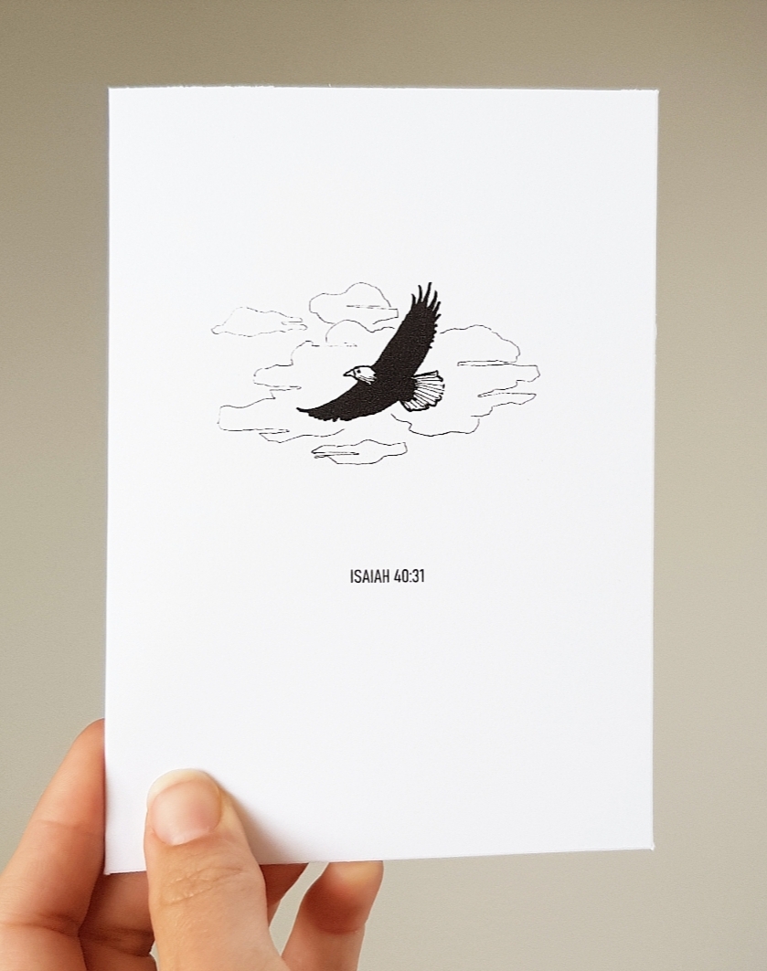Bible Verse Greetings Card Isaiah 40 31 Scripture Illustrated Eagle