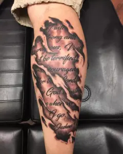 Bible Verse Leg Tattoos