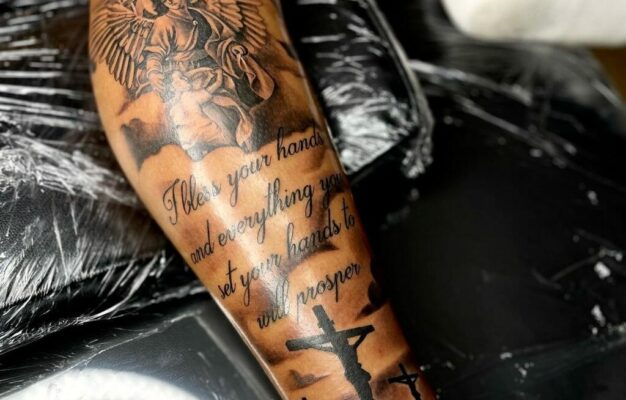 Bible Verse Leg Tattoos