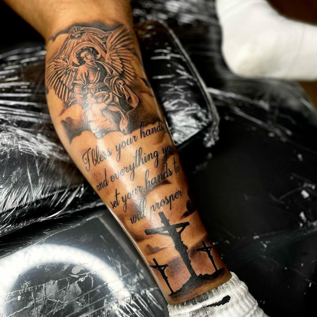 Bible Verse Leg Tattoos