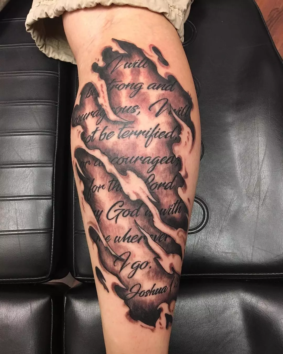 Bible Verse Leg Tattoos