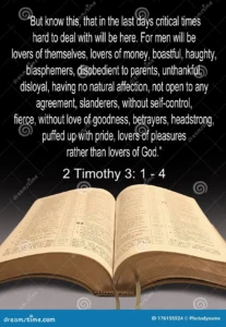 Bible Verse Open Holy Book God End Times Last Days Text Scripture Jesus Christ Testament Prophecy Prophetic Timothy Armageddon Stock Photo Image Of Armageddon Religion 176155924