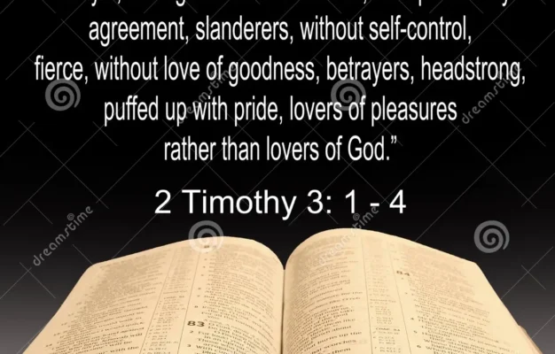 Bible Verse Open Holy Book God End Times Last Days Text Scripture Jesus Christ Testament Prophecy Prophetic Timothy Armageddon Stock Photo Image Of Armageddon Religion 176155924