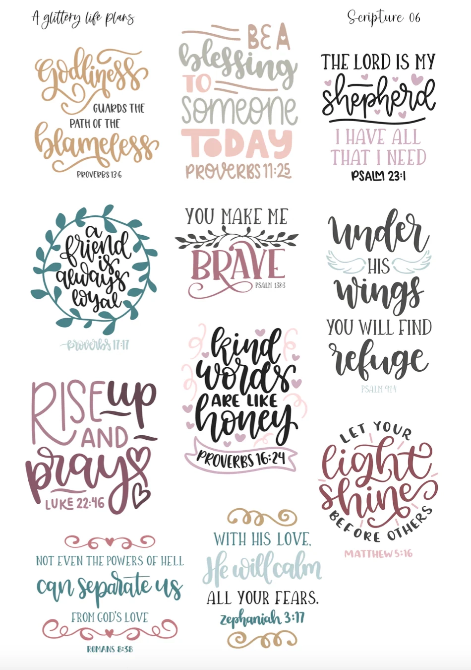 Bible Verse Scripture 06 Script Stickers For Planners And Journals A Glittery Life Plans