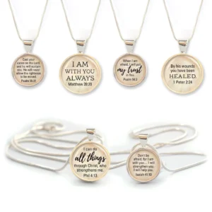 Bible Verse Scripture Silver Pendant Necklace Christian Jewelry