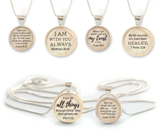 Bible Verse Scripture Silver Pendant Necklace Christian Jewelry
