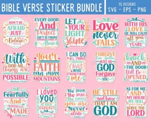 Bible Verse Sticker Bundle Bible Verse Sticker Bible Quotes Sticker Bible Printable Sticker Religious Sticker Bible Typography Sticker Etsy