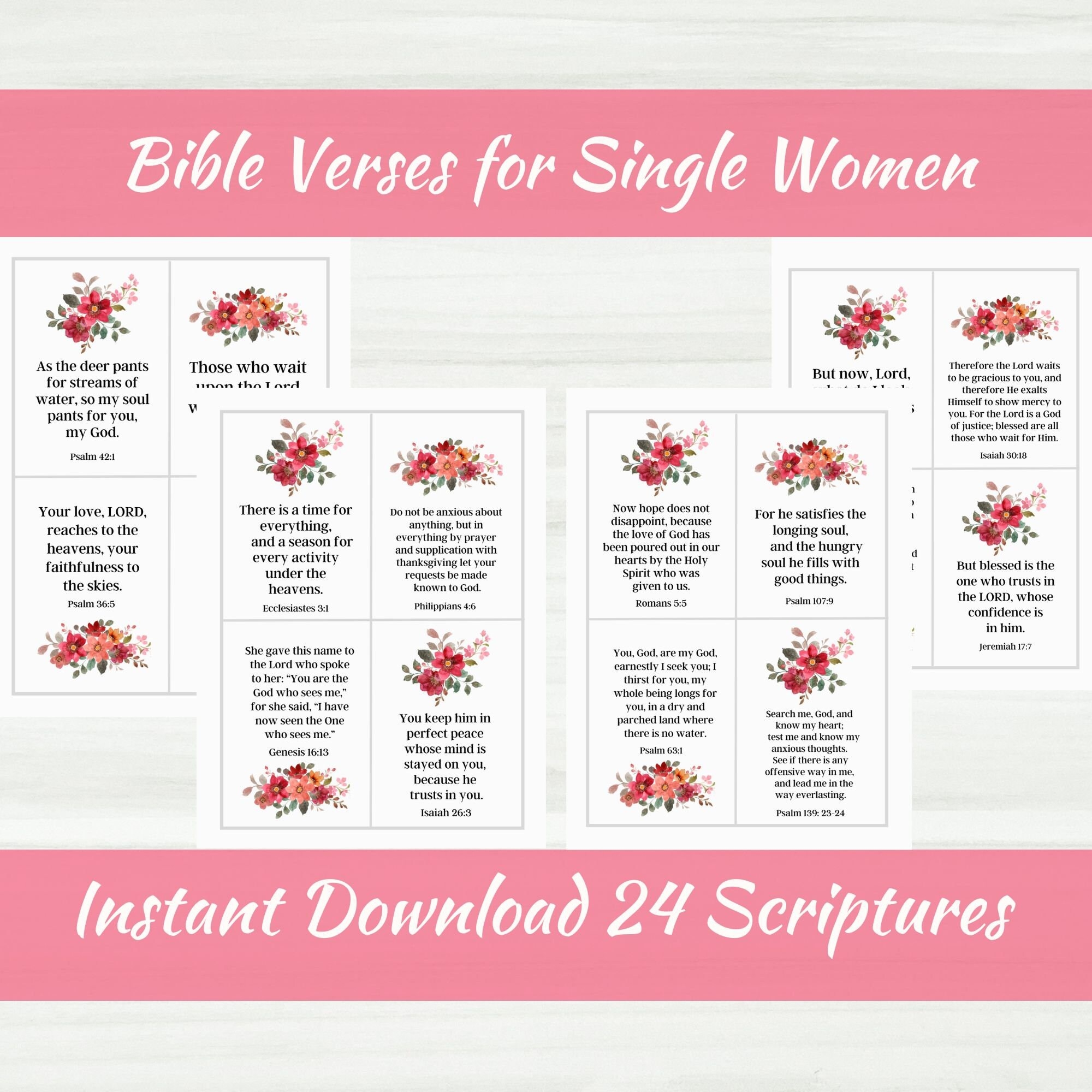 Bible Verses For Christian Single Women Scripture Cards Scriptures For Singles Bible Verse Cards For Singles Floral Bible Verses Etsy