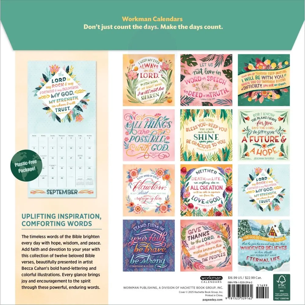 Bible Verses Illustrated 2026 Wall Calendar Calendars