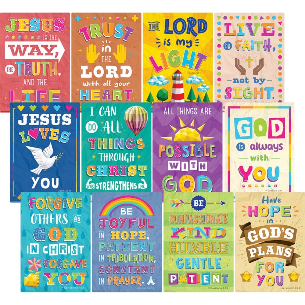Bible Verses Small Poster Pack 12 Posters TCR7072 Teacher Created Resources Inspirational