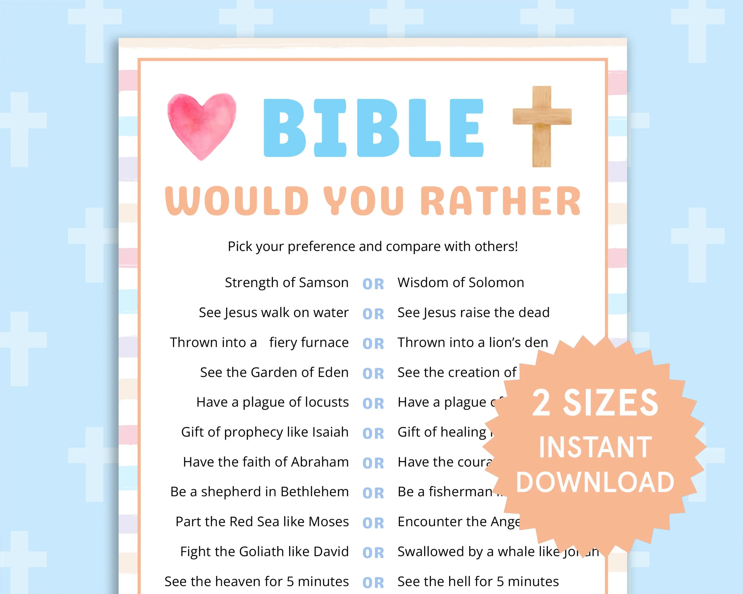 Bible Would You Rather Bible Games Sunday School Activities Bible Study Games For Kids Ministry Printable Youth Group Womens Ministry Games Etsy