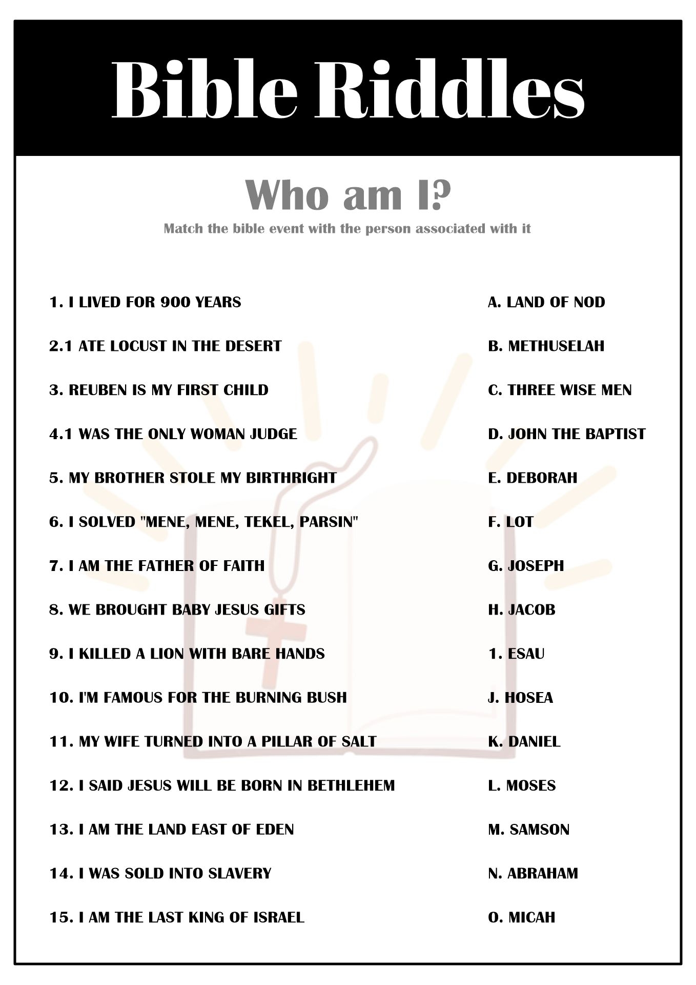 Biblical Brain Teasers 16 Free PDF Printables Printablee