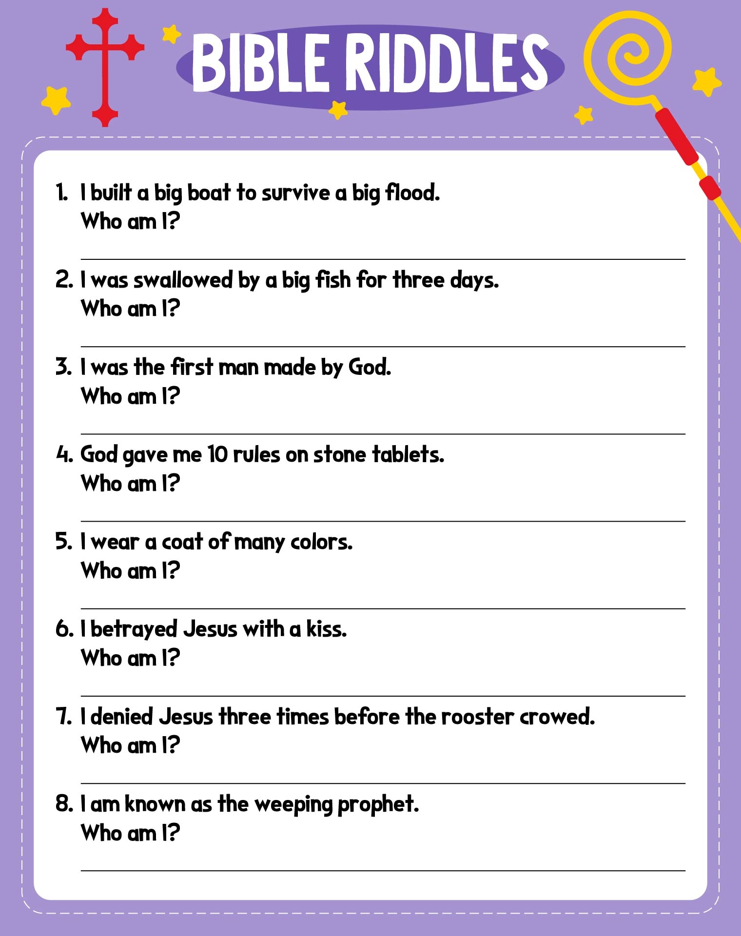 Biblical Brain Teasers 16 Free PDF Printables Printablee