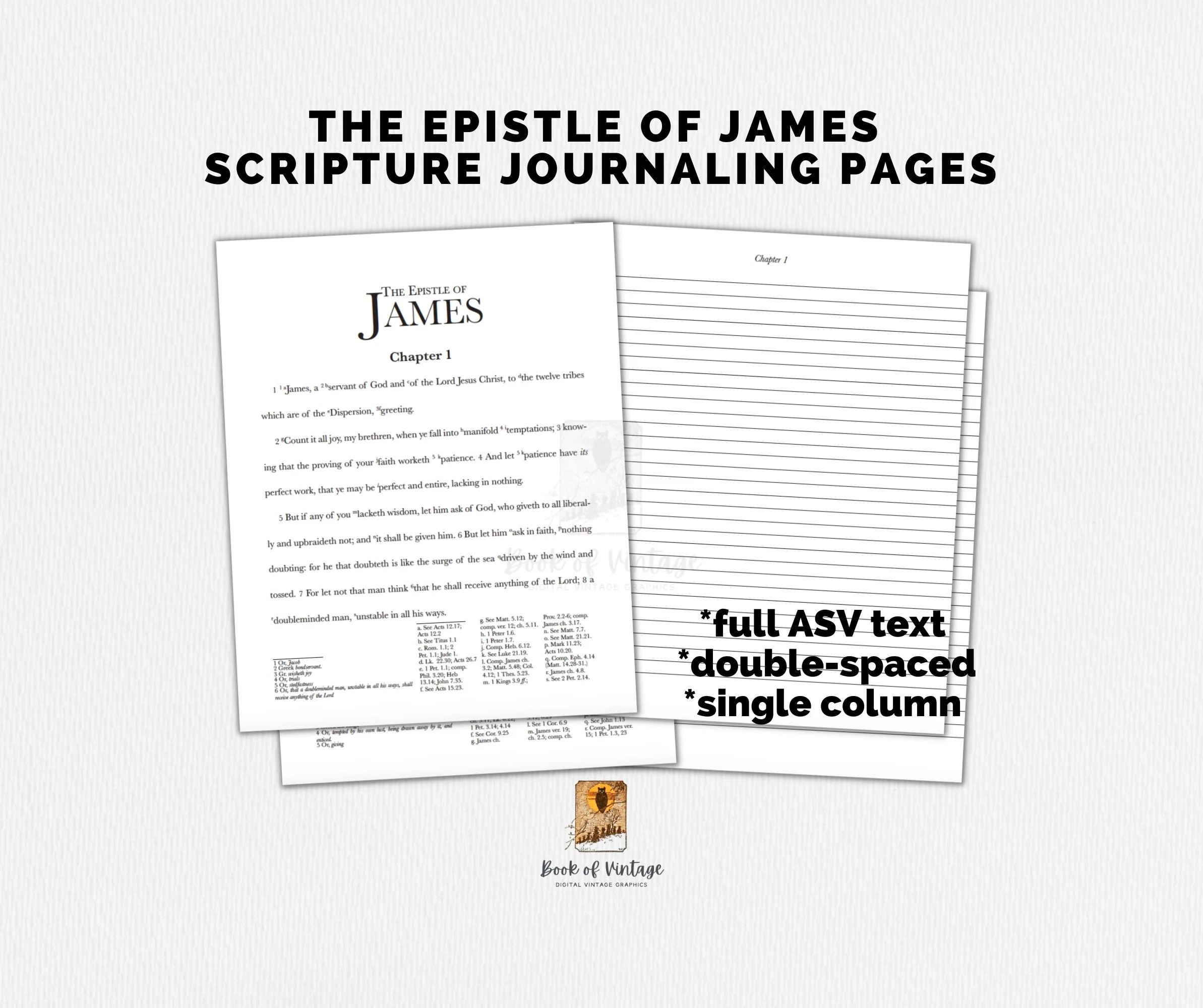 Book Of James Scripture Journal Pages Double Spaced Single Column Annotating Sheets Inductive Expository Bible Study By The Book Method Etsy