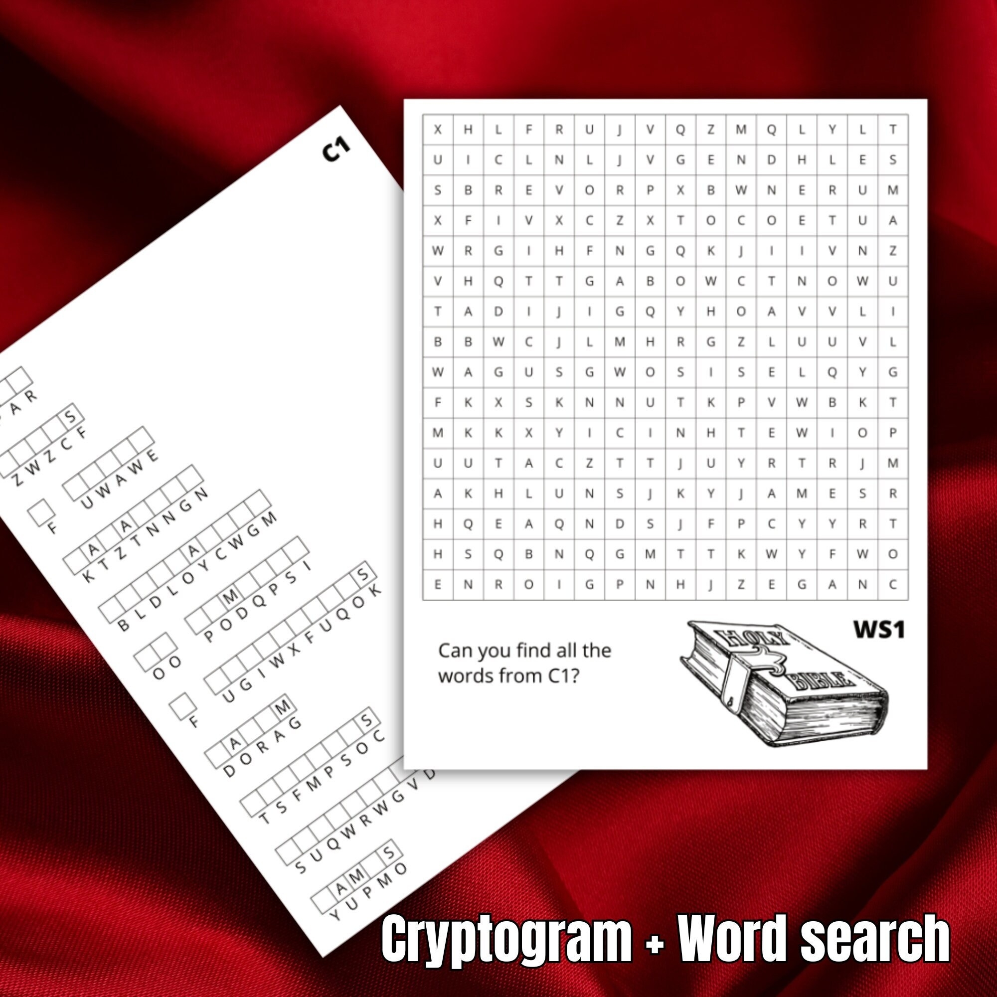 Books Of The Bible Cryptogram Word Search printable Etsy