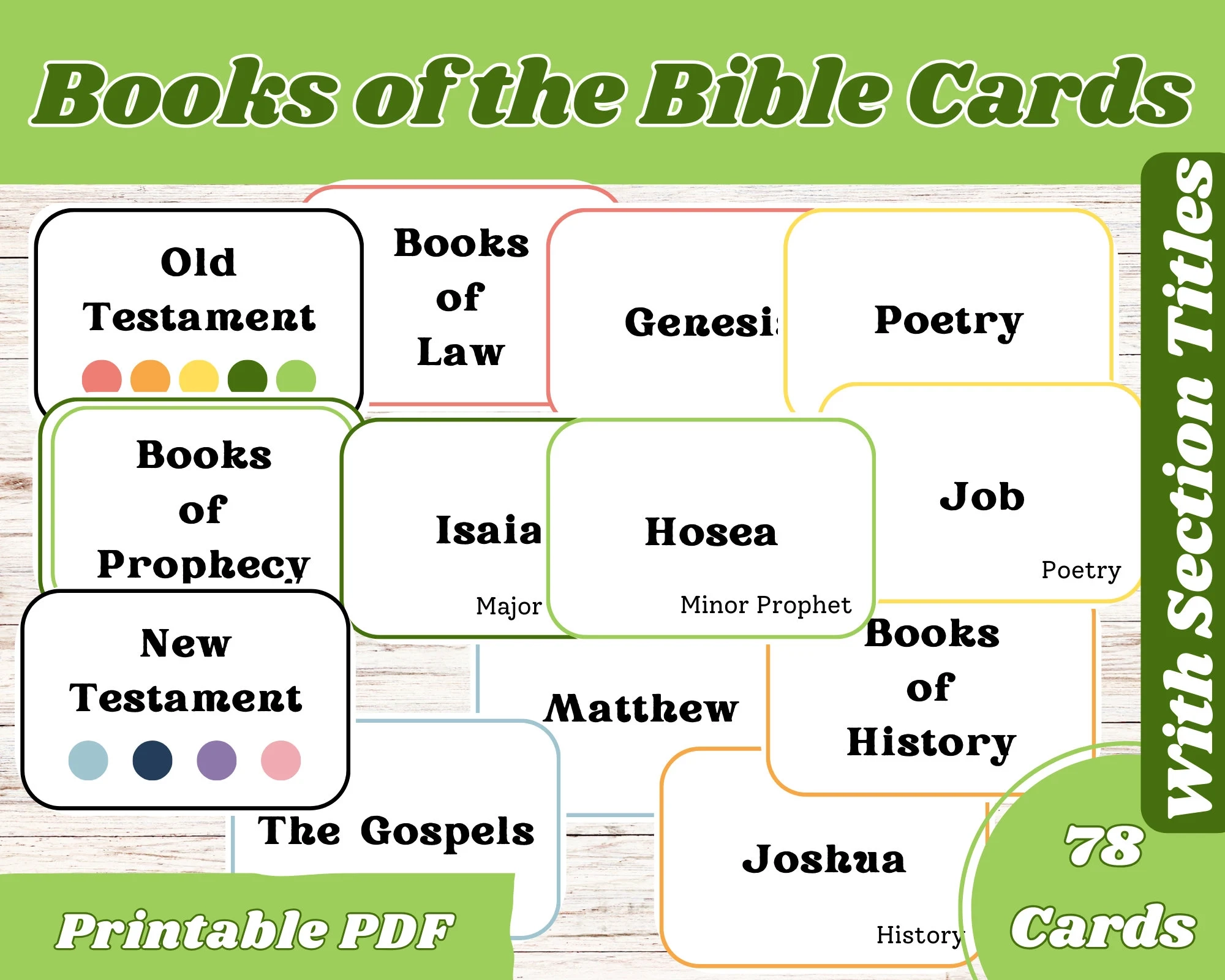Books Of The Bible Flashcards Books Of Bible Cards For Kids Kids Bible Activity Kids Bible Printable Sunday School Kids Bible Study Etsy