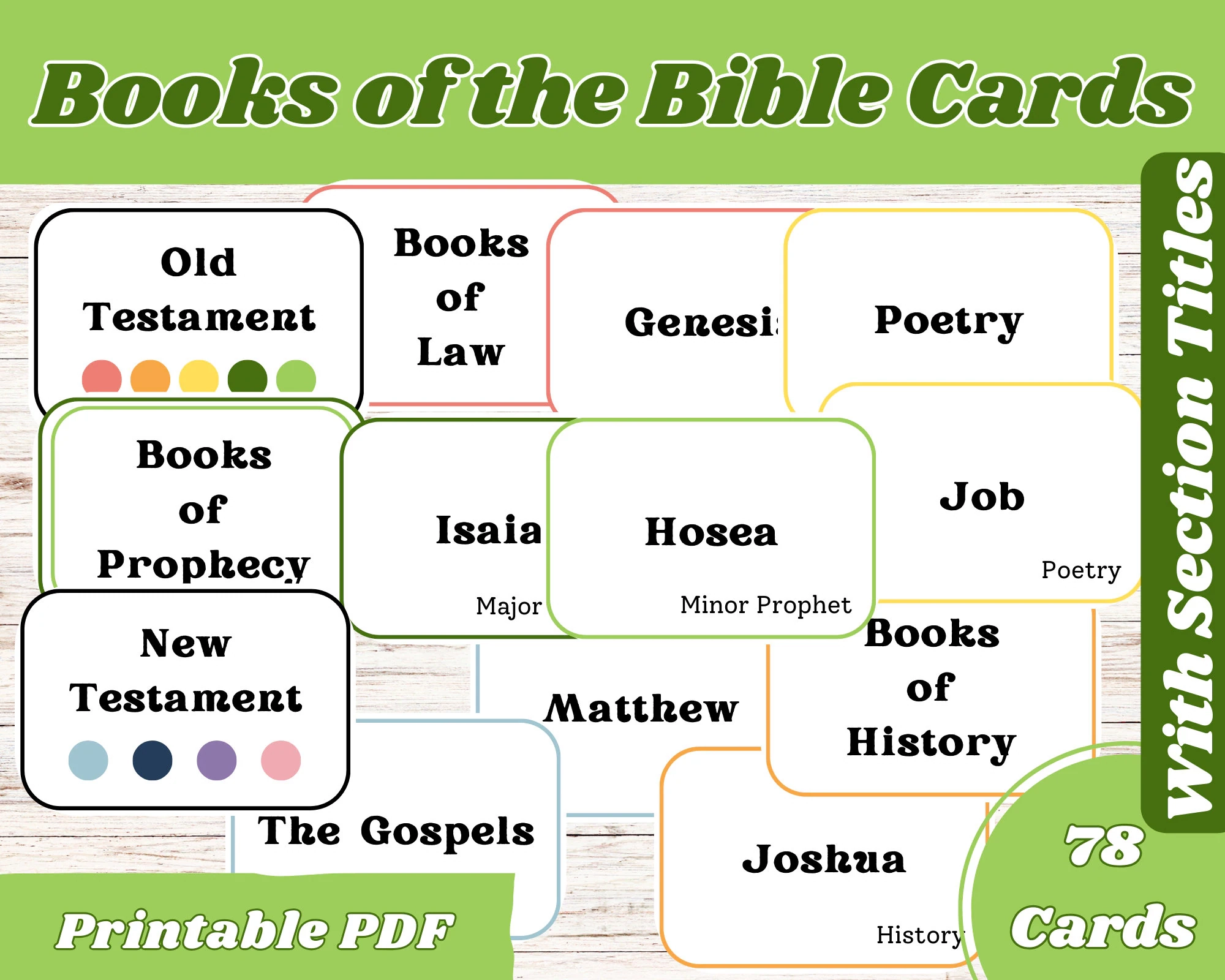 Books Of The Bible Flashcards Books Of Bible Cards For Kids Kids Bible Activity Kids Bible Printable Sunday School Kids Bible Study Etsy