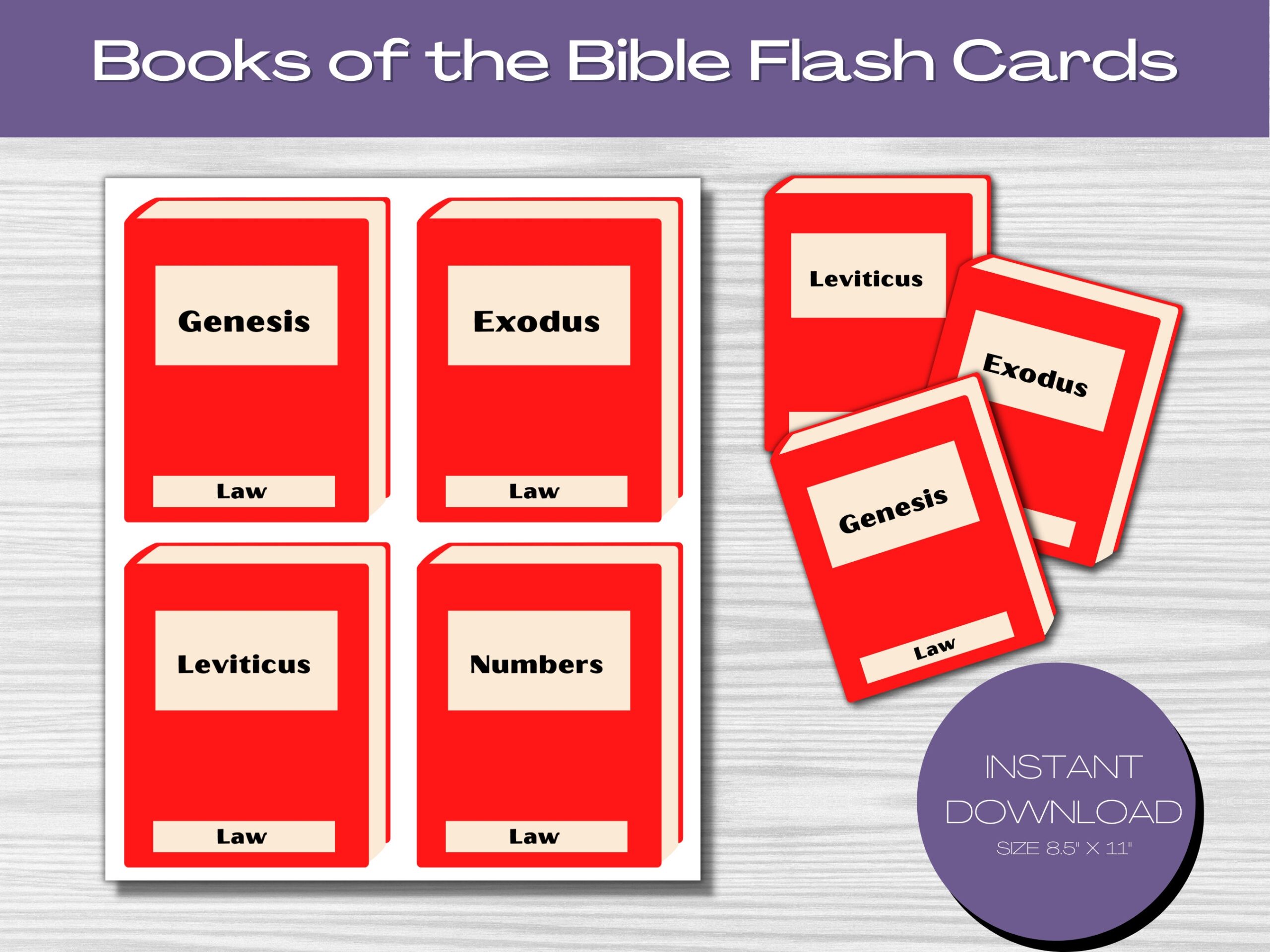 Books Of The Bible Flashcards Old New Testament digital Download Etsy Israel