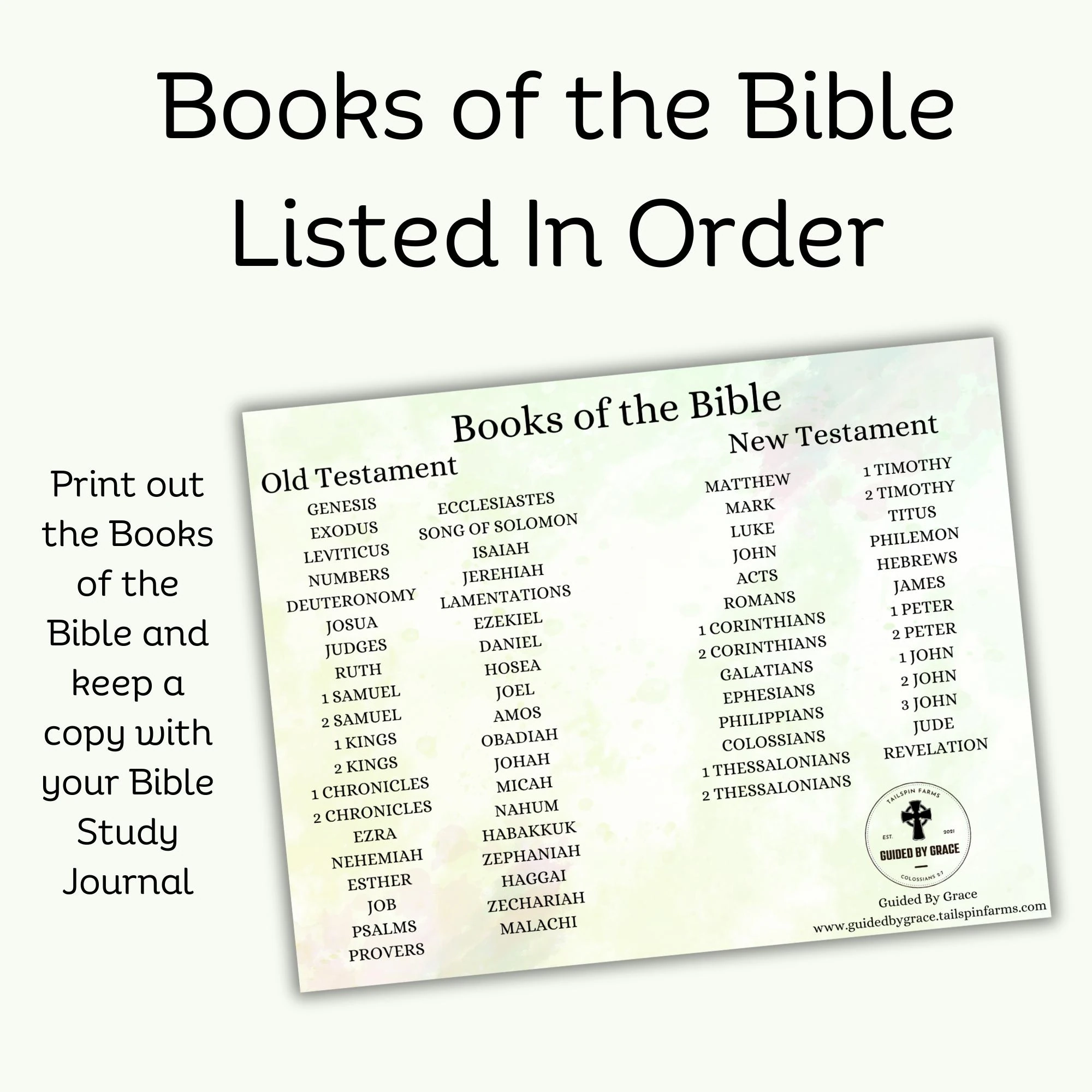 Books Of The Bible Listed In Order Printable Etsy