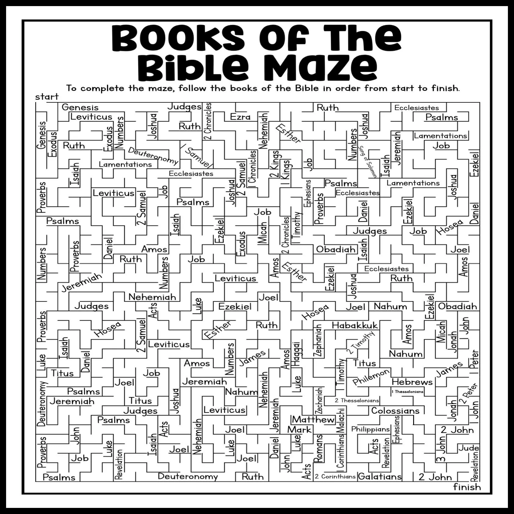 Books Of The Bible Mazes Game Printable Church Game Sunday School Activities Bible Game Youth Group Game Bible Scavenger Hunt Etsy