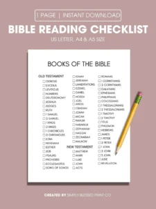 Books Of The Bible Reading Checklist Bible Study Printable digital Download Etsy