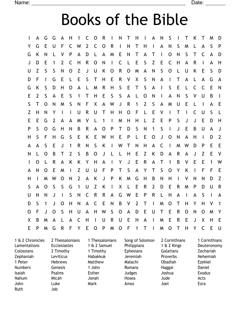 Books Of The Bible Word Search WordMint