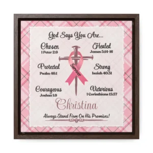 Breast Cancer Survivor Gift With Bible Verse Affirmations Wall Art Cancer Ribbon Christian Gift For Women Cancer Fighter Awareness Etsy