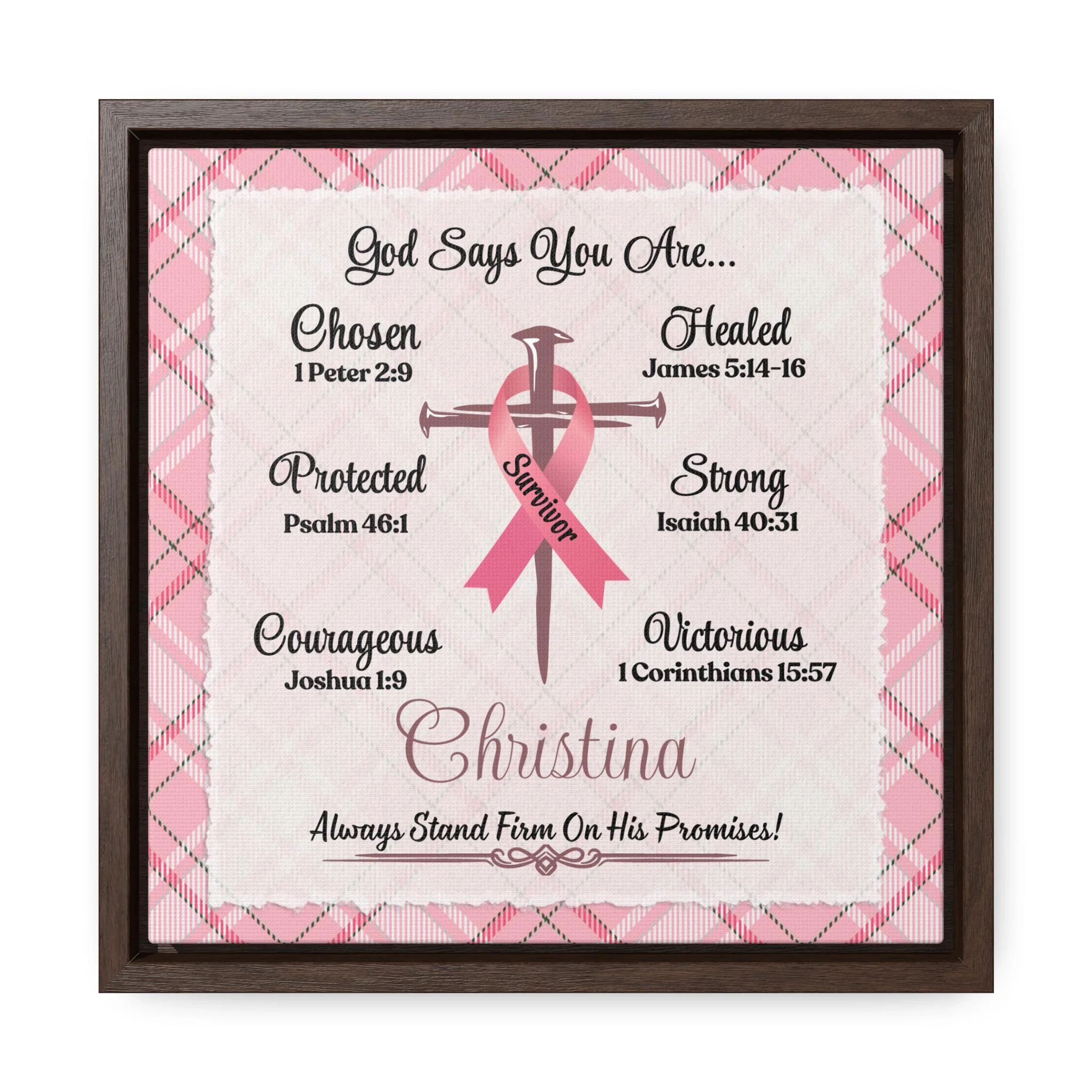 Breast Cancer Survivor Gift With Bible Verse Affirmations Wall Art Cancer Ribbon Christian Gift For Women Cancer Fighter Awareness Etsy