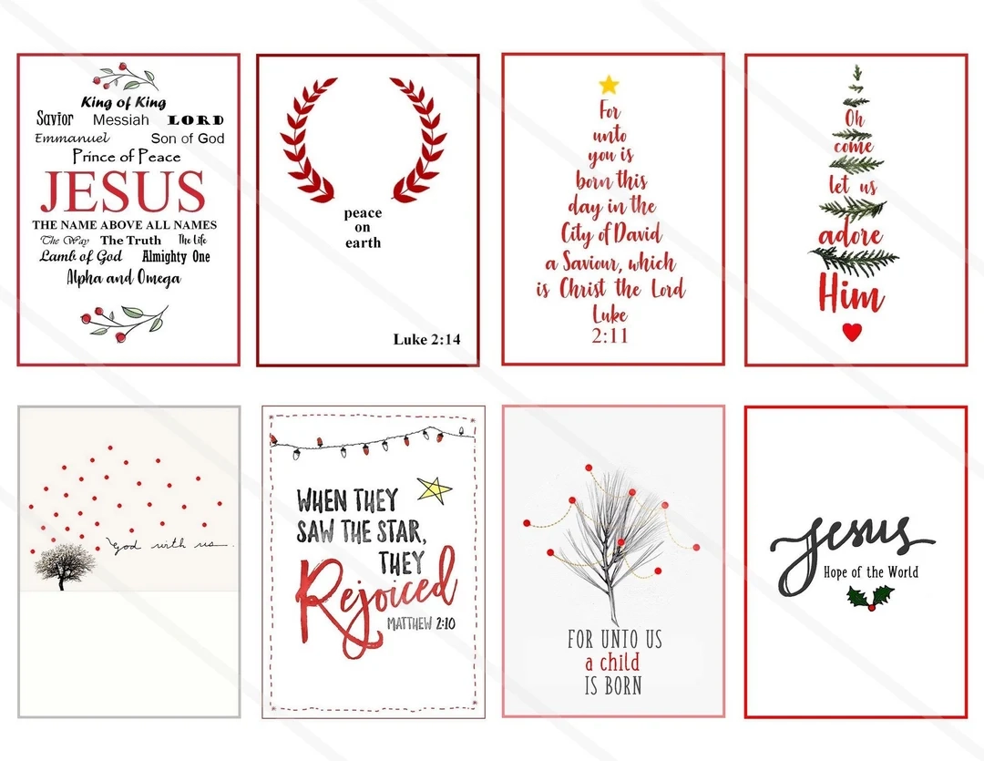 Chistmas Bible Verses Stickers Printable Download Scripture Art 2 5 x3 5 Size Hang Tags Digital Collage Sheet Greeting Christmas Cards Etsy